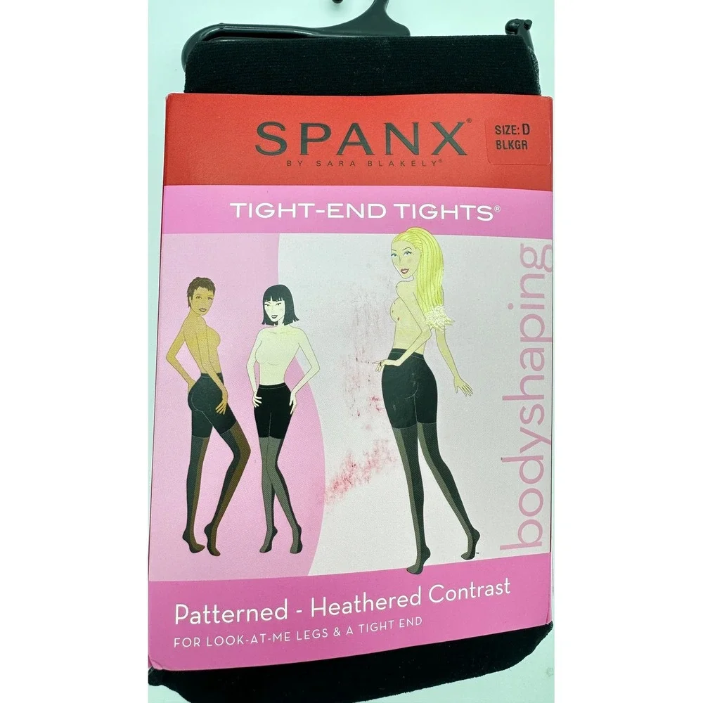 Spanx Tight-End Tights Women Size D Black Gray BLKGR Bodyshaping Opaque 128 NEW